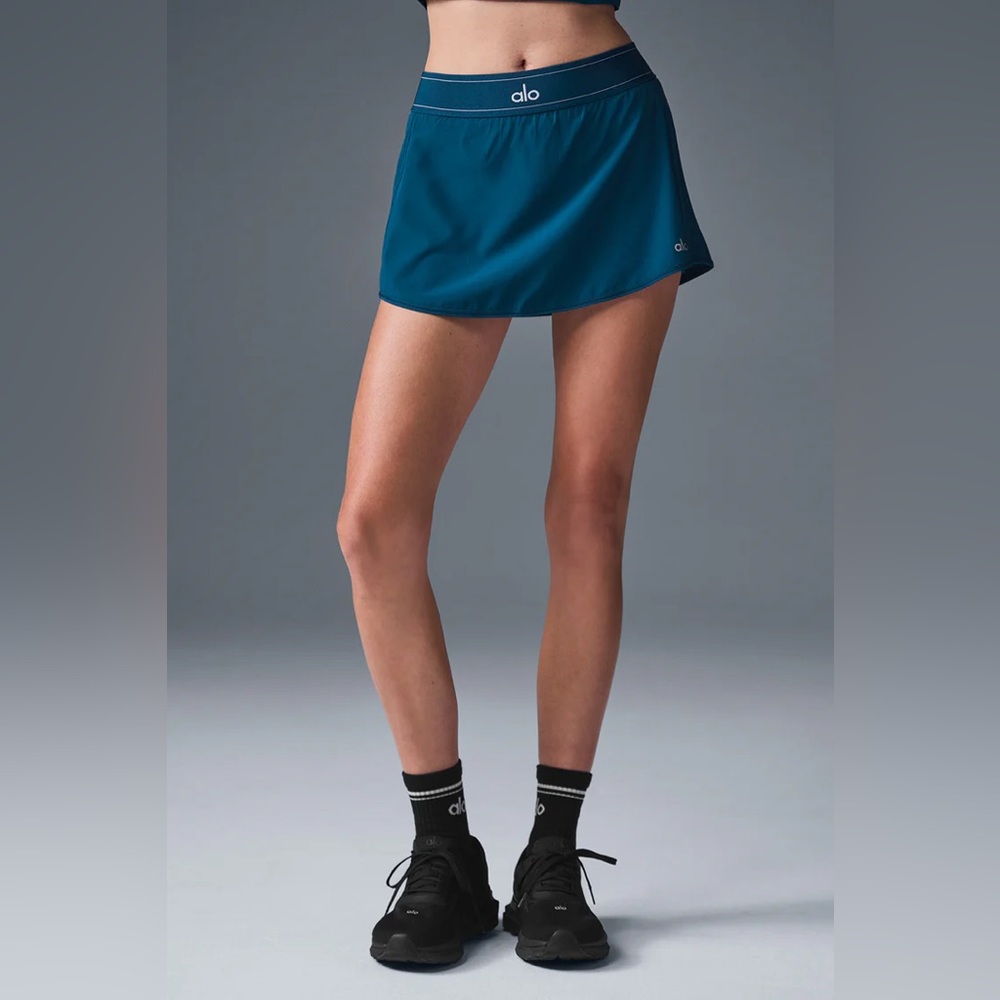 Alo Match Point Tennis Skirt in Eclipse Blue